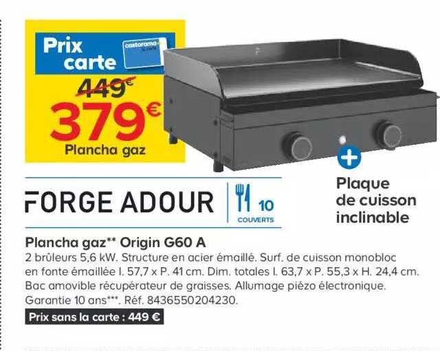 plancha gaz origin g60 a forge adour