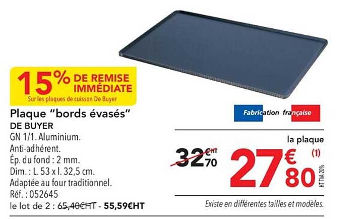 plaque "bords évasés" de buyer