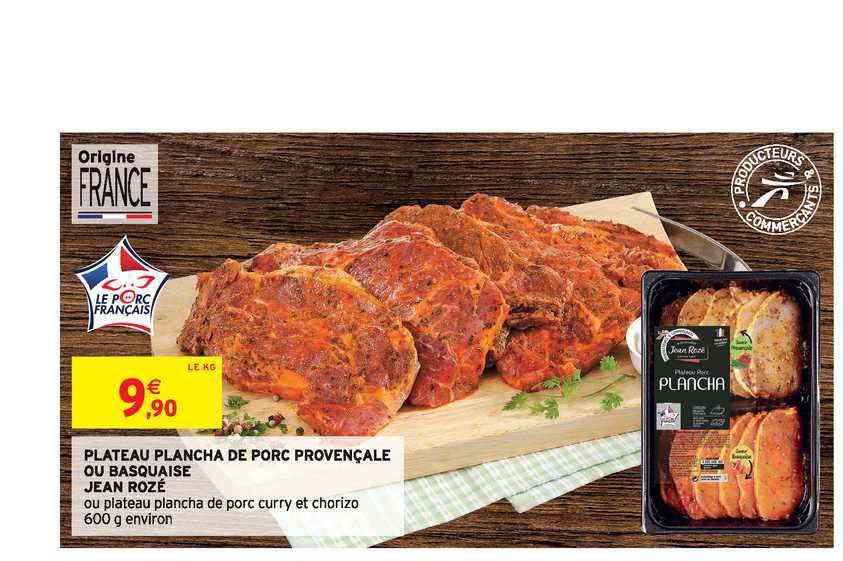 plateau plancha de porc provençale ou basquaise jean rozé