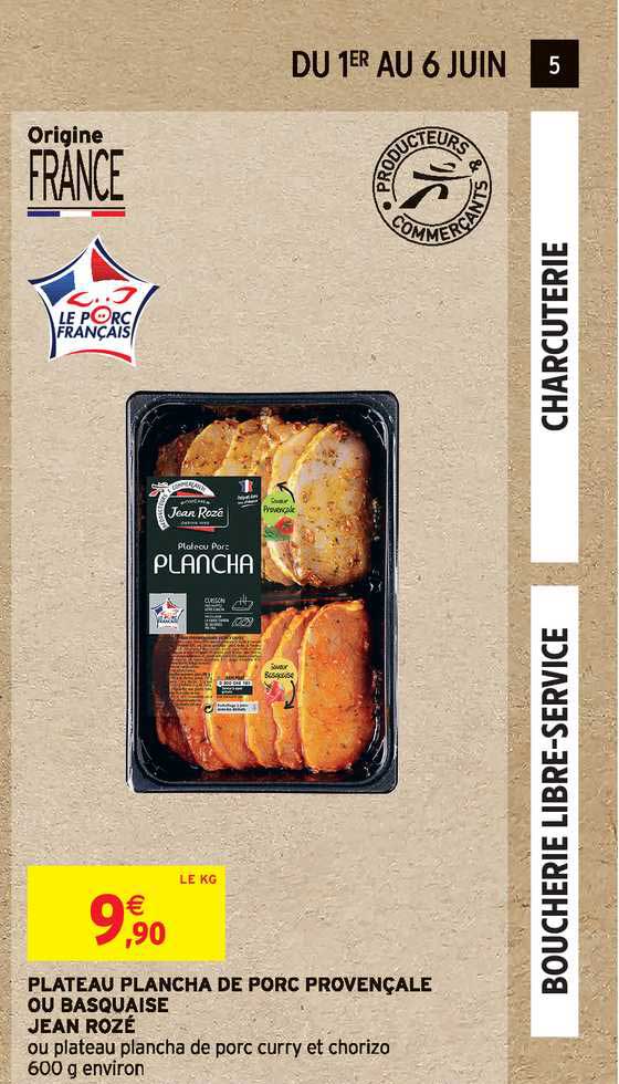 plateau plancha de porc provençale ou basquaise jean rozé