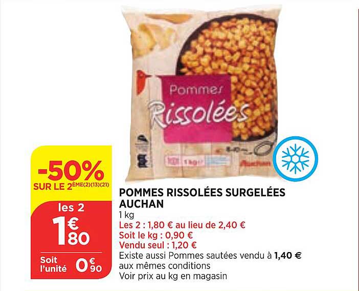 Pommes Rissolées Surgelées Auchan