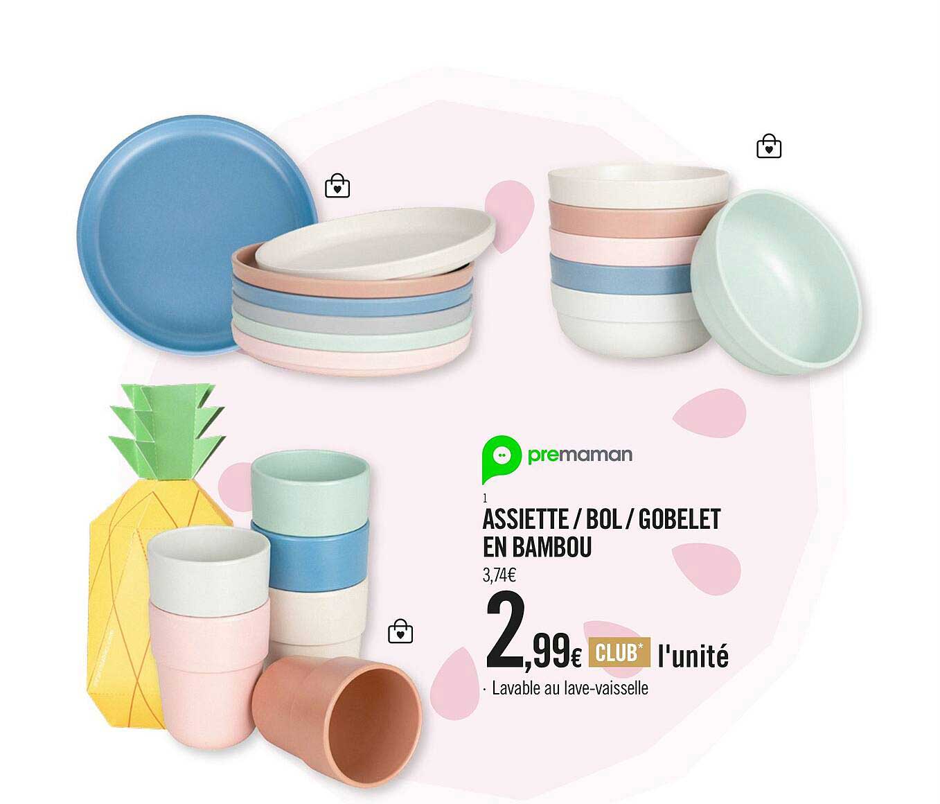 premaman assiette - bol - gobelet en bambou