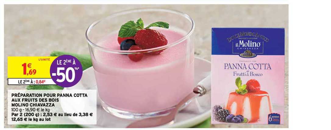 préparation pour panna cotta aux fruits des bois molino chiavazza