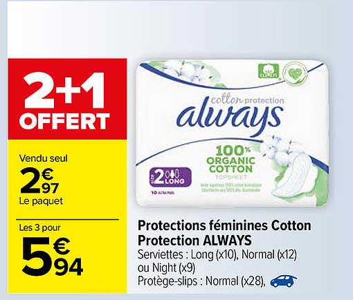 protections feminines cotton protection always