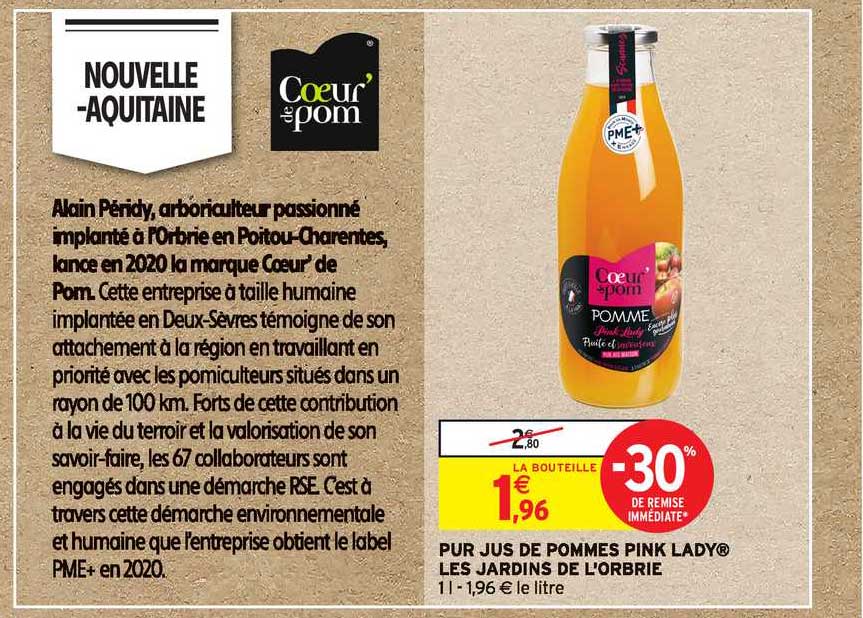 pur jus de pommes pink lady les jardins de l'orbrie