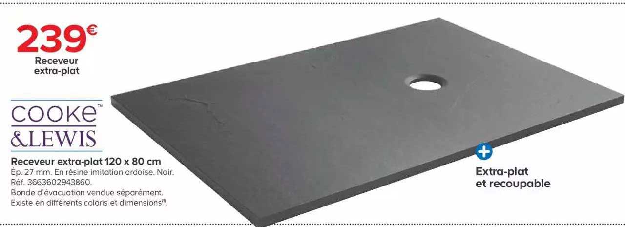 receveur extra-plat 120 x 80 cm cooke & lewis