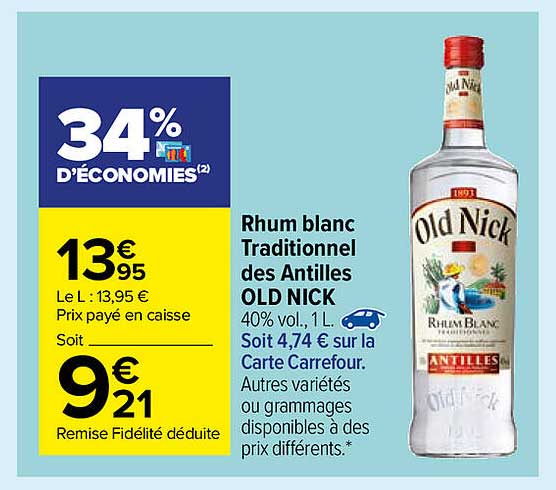 rhum blanc traditionnel des antilles old nick