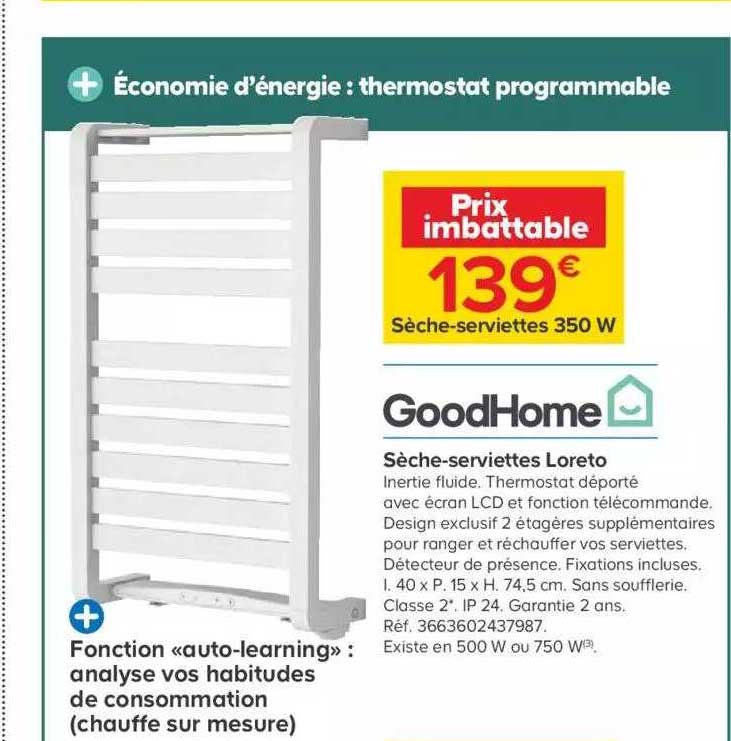 sèche-serviettes loreto goodhome