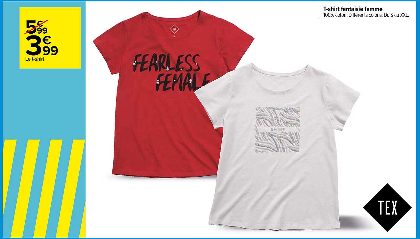 t-shirt fantasie femme tex
