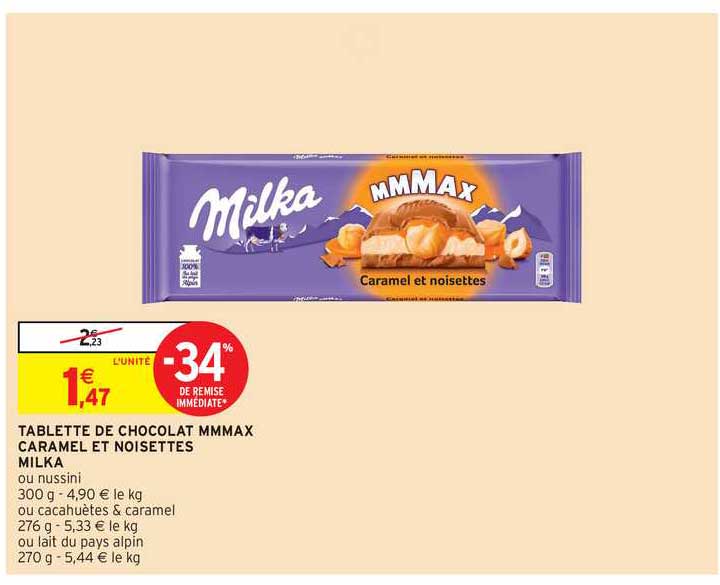 Tablette De Chocolat Mmmax Caramel Et Noisettes Milka