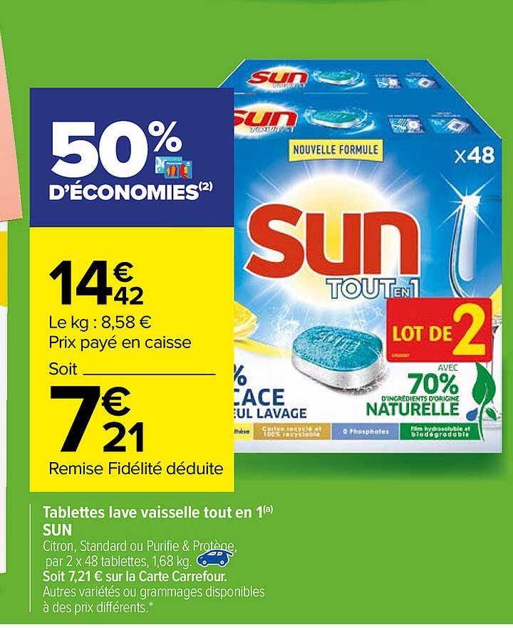 tablettes lave vaisselle tout en 1 sun