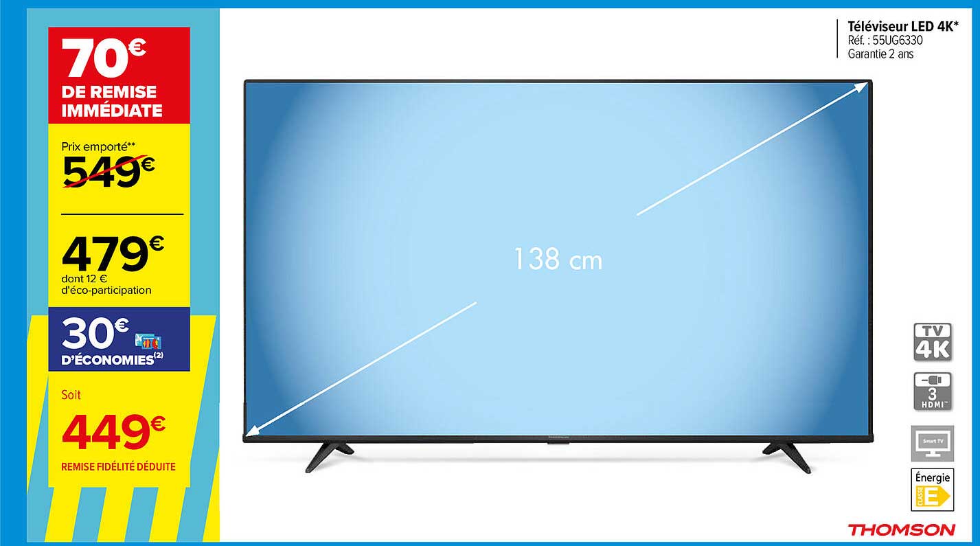 Televiseur Led 4k Thomson 138 Cm