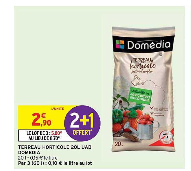 terreau horticole 20 l uab domedia