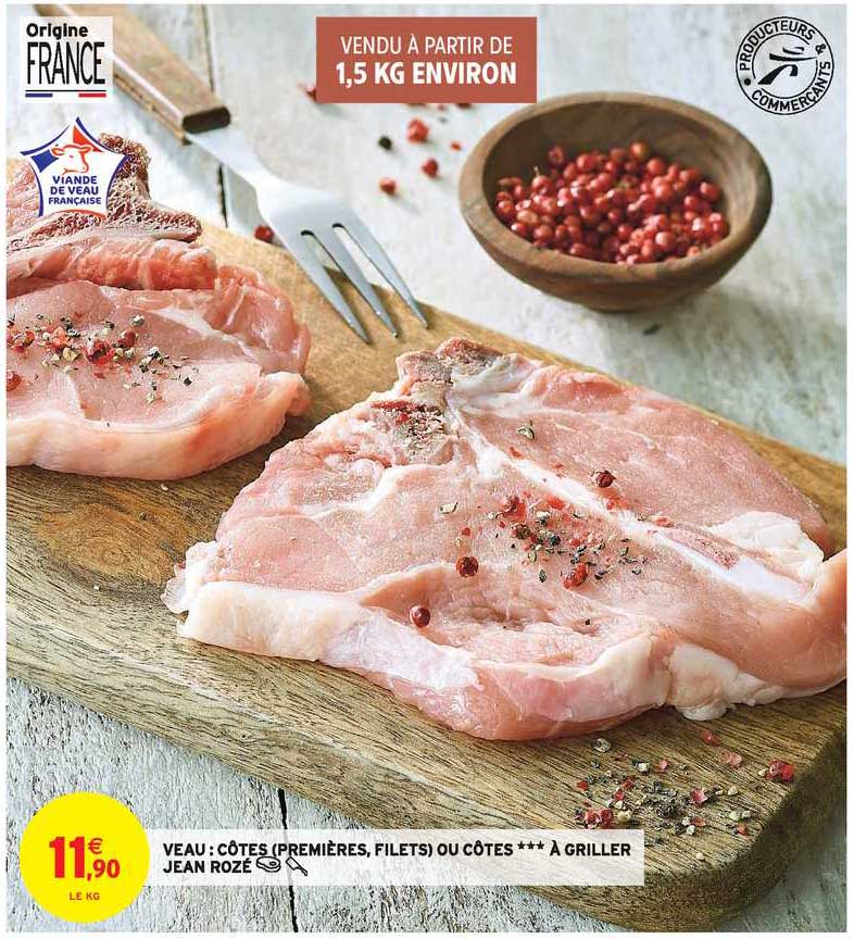 veau : côtes (premières, filets) ou côtes à griller jean rozé