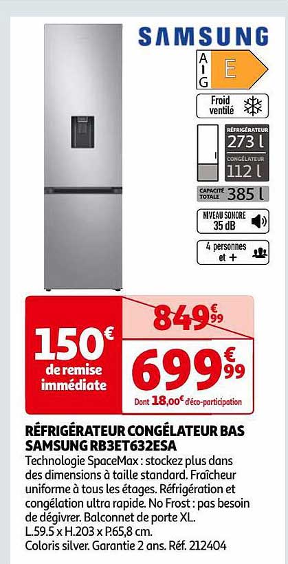 Réfrigérateur Congélateur Bas Samsung Rb3et632esa