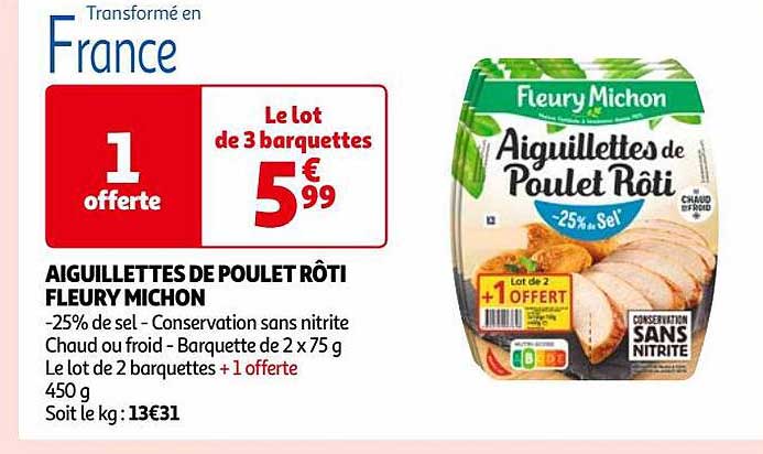 aiguillettes de poulet rôti fleury michon