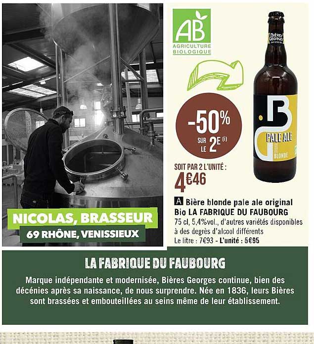 bière blonde pale ale original bio la fabrique du faubourg