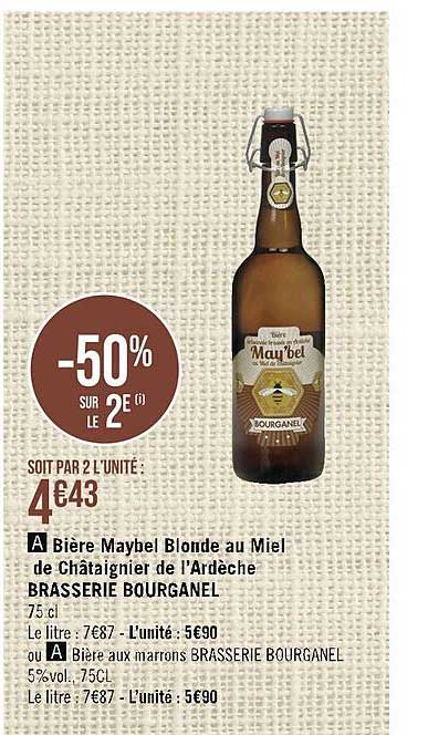 bière maybel blonde au miel de châtaignier de l'ardèche brasserie bourganel