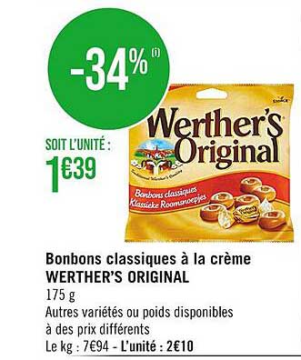 bonbons classiques à la crème werther's original