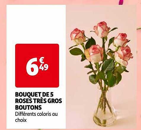 Bouquet De 5 Roses Très Gros Boutons
