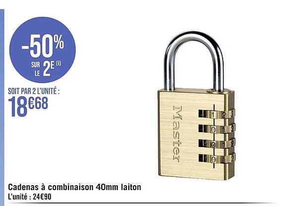 cadenas à combinaison 40mm laiton