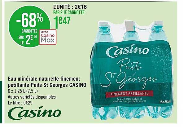 eau minérale naturelle finement pétillante puits st georges casino