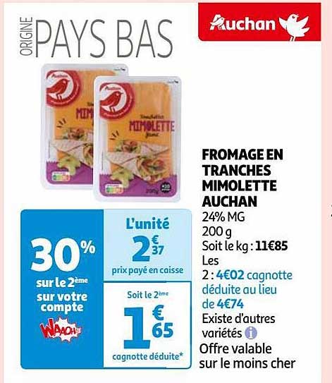 Fromage En Tranches Mimolette Auchan