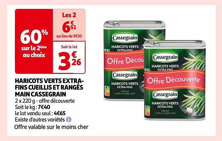 haricots verts extra-fins cueillis et rangés main cassegrain
