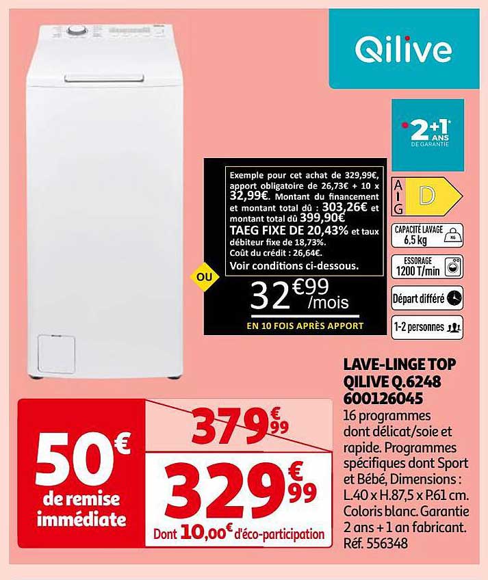 lave-linge top qilive q.6248 600126045