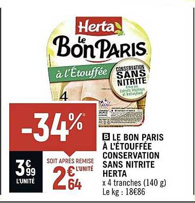 Le Bon Paris à L'étouffée Conservation Sans Nitrite Herta