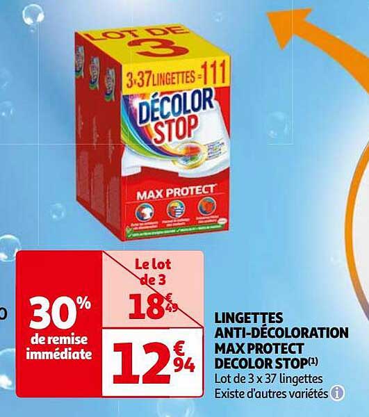 lingettes anti-décoloration max protect décolor stop