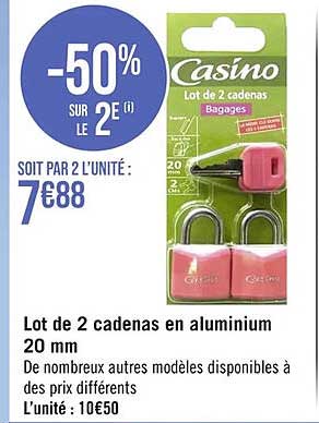 lot de 2 cadenas en aluminium 20mm