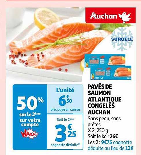 Pavés De Saumon Atlantique Congelés Auchan