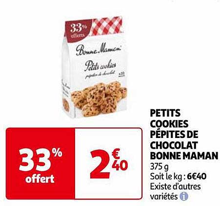 petits cookies pépites de chocolat bonne maman