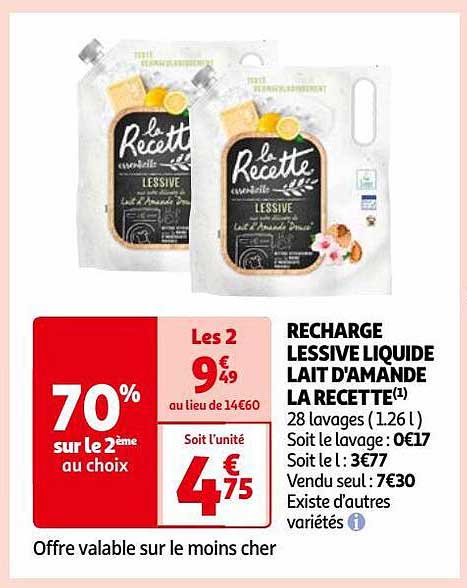 recharge lessive liquide lait d'amande la recette