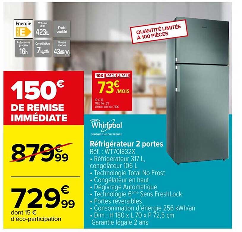 Réfrigérateur 2 Portes Whirlpool