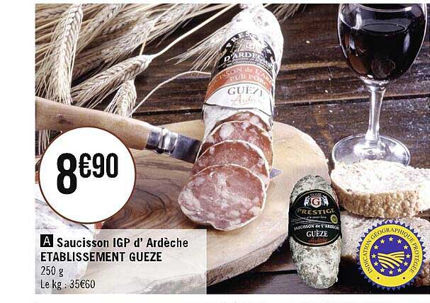 saucisson igp d'ardèche établissements gueze