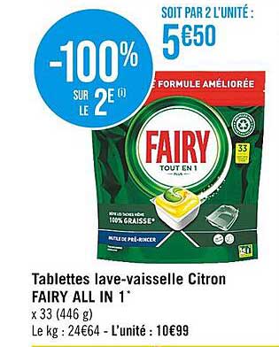 tablettes lave-vaisselle citron fairy all in 1