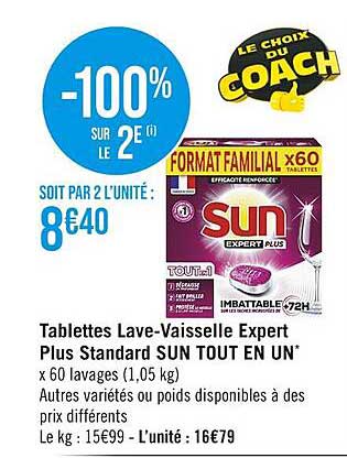 Tablettes Lave-vaisselle Expert Plus Standard Sun Tout En Un