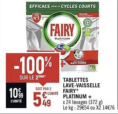 tablettes lave-vaisselle fairy platinum+