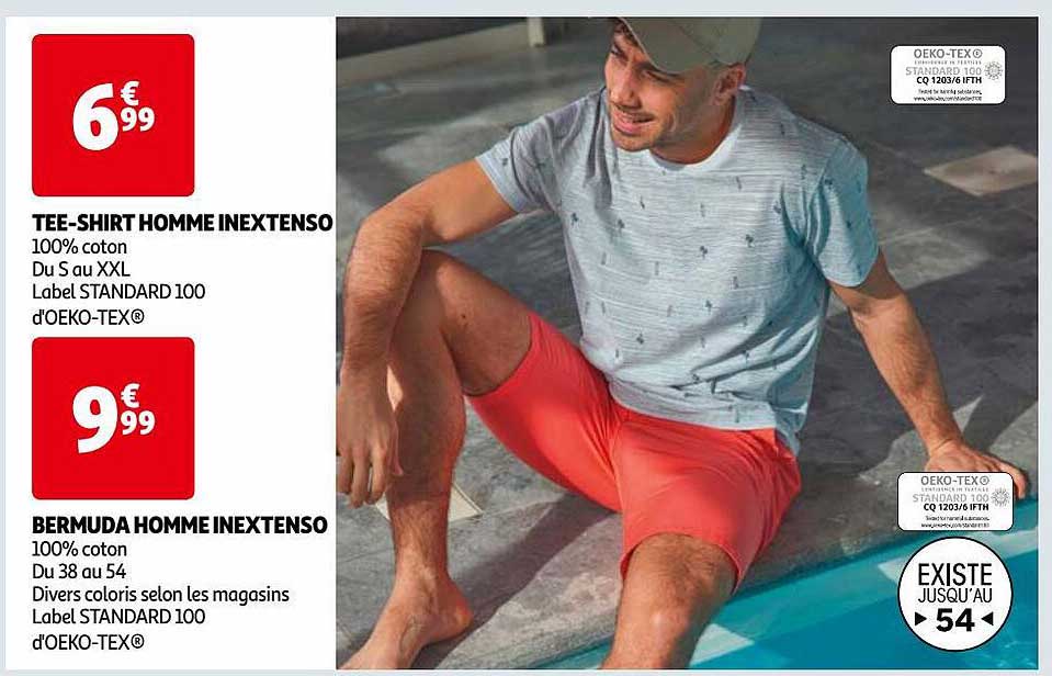tee-shirt homme inextenso, bermuda homme inextenso