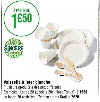 vaisselle à jeter blanche sincère
