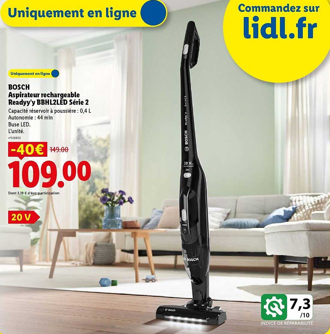 BOSCH Aspirateur rechargeable Ready'y BBHL2LED Série 2