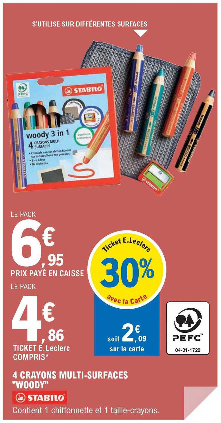 4 crayons multi-surfaces "woody" stabilo