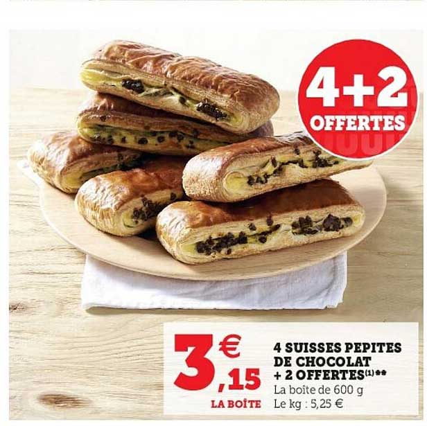 4 suisses pépites de chocolat + 2 offertes