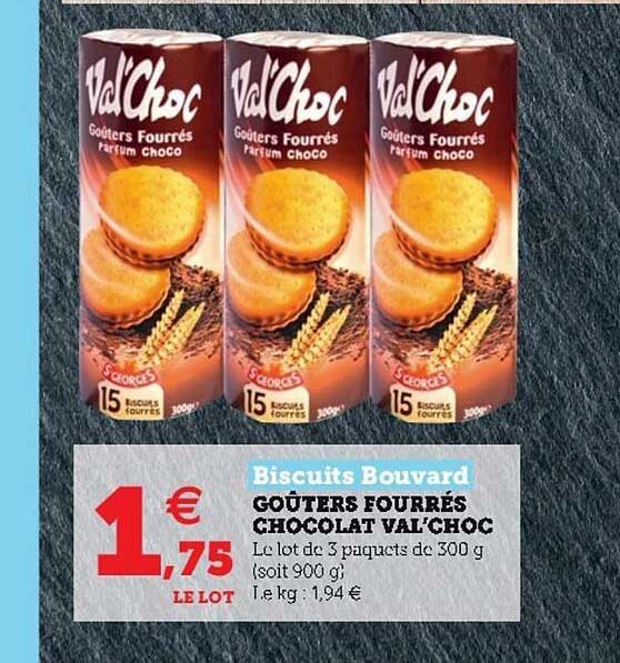 Biscuits Bouvard Goûters Fourrés Chocolat Val"choc