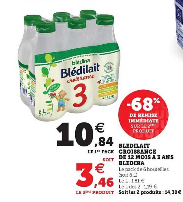 blédilait croissance de 12 mois à 3 ans blédina