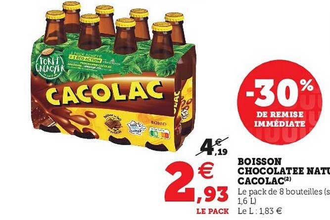 boisson chocolatée nature cacolac