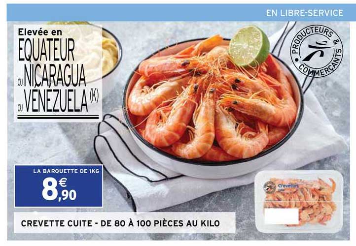 crevette cuite - de 80 à 100 pièces au kilo