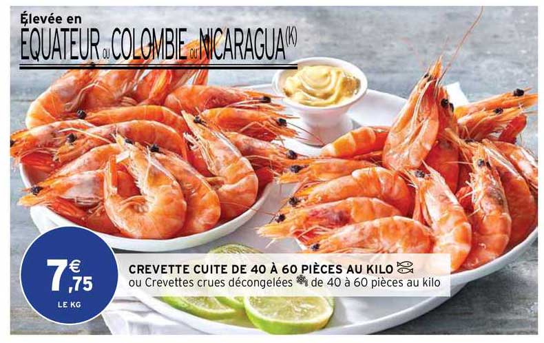 crevette cuite de 40 à 60 pièces au kilo